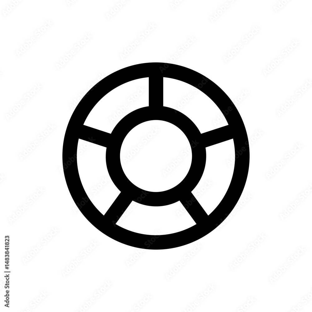 Poster a graphic representation of a circular shape divided into segments with a central circular void spac