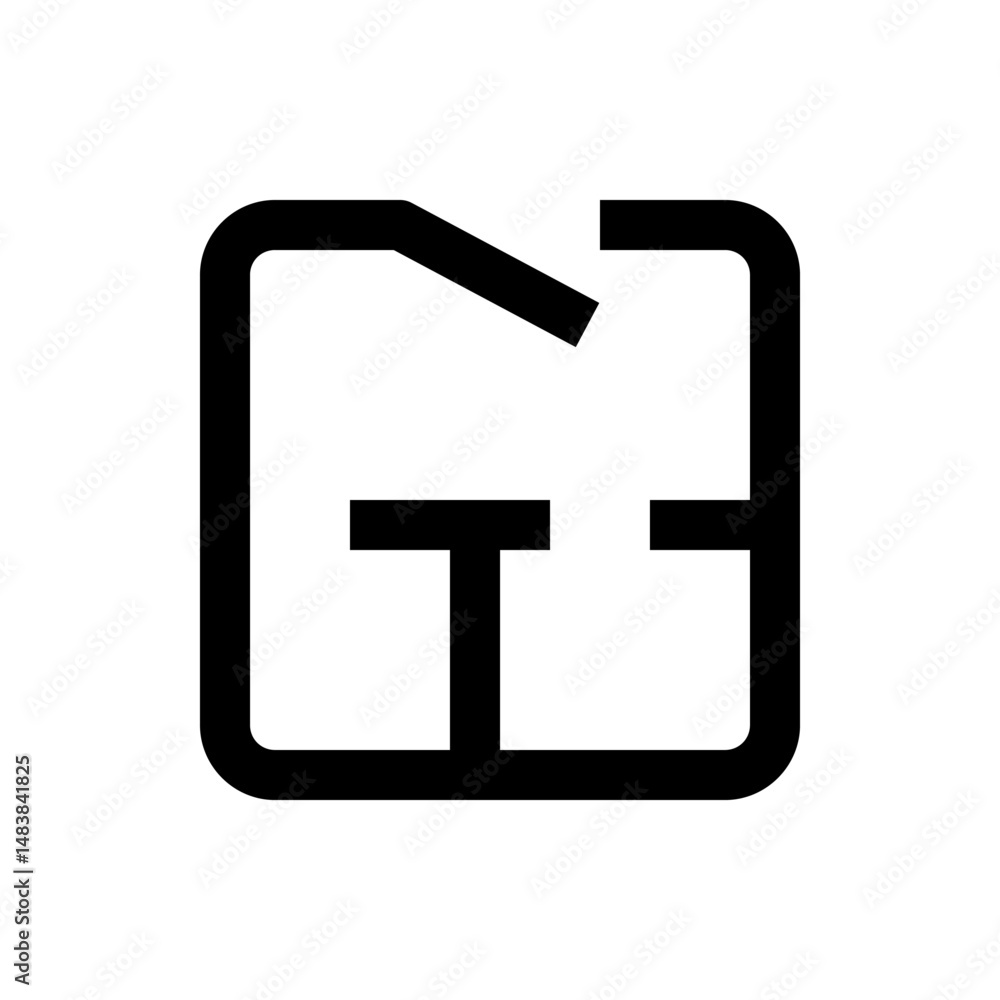 Aufkleber a stylized square shape with internal lines creating abstract architectural floor plan design elemen
