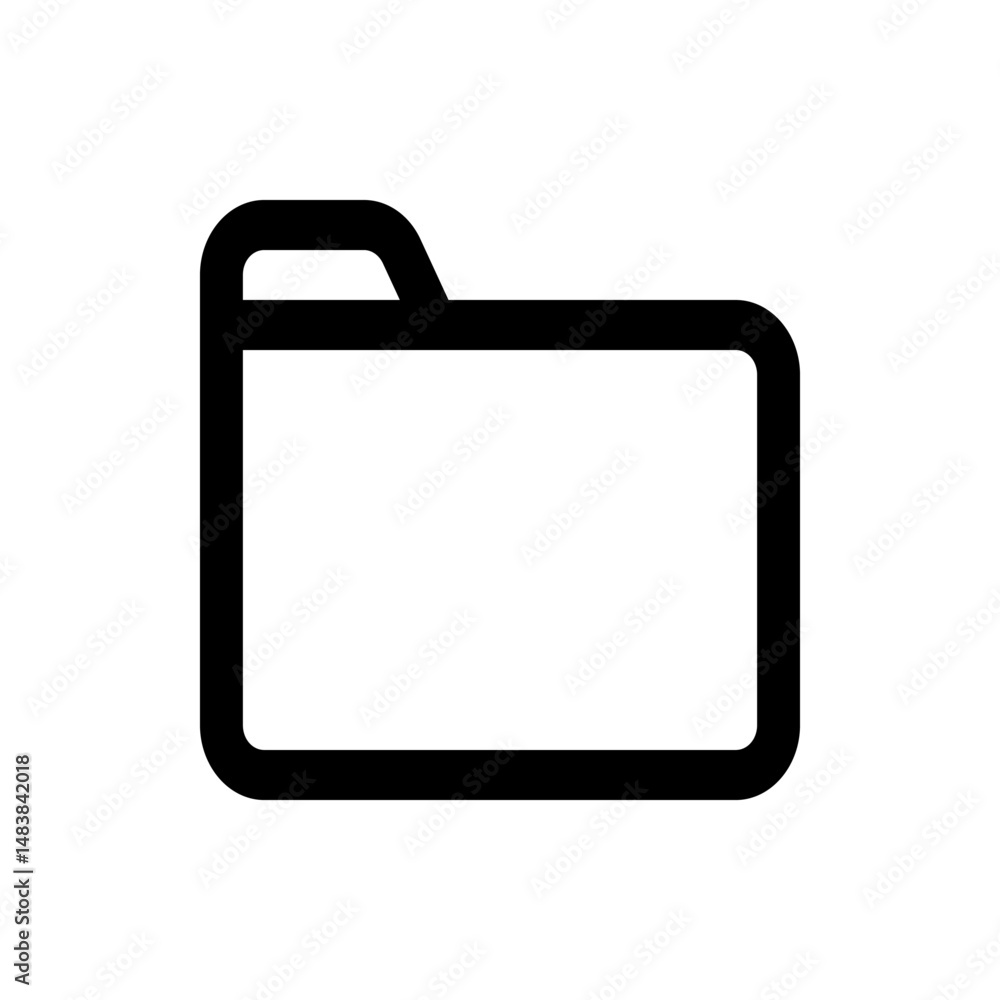 Poster illustration of a simple black outline folder icon with rounded corners on a white background design