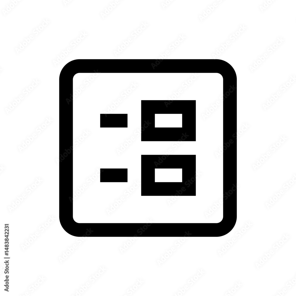 Poster rounded square containing two rows of rectangles and hollow rectangles in a symmetrical arrangement
