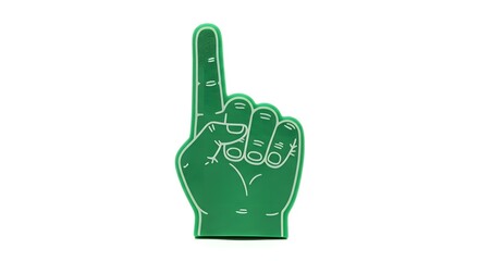 Foam Hand Gesture: A vibrant green foam hand, sculpted in a bold and impactful design, pointing skyward.  This single, uplifting gesture, symbolizes unwavering support and fanatical enthusiasm.