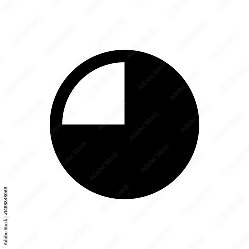 Aufkleber black circle with a white quadrant in the upper left corner creating a simple graphic design element