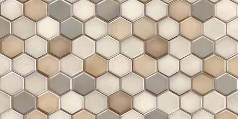 Naklejka premium Hexagonal Tile Pattern in Neutral Tones