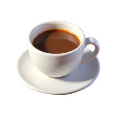 Cup of Coffee with Saucer 3D Icon – Glossy Minimal Emoji Style, Isolated PNG object