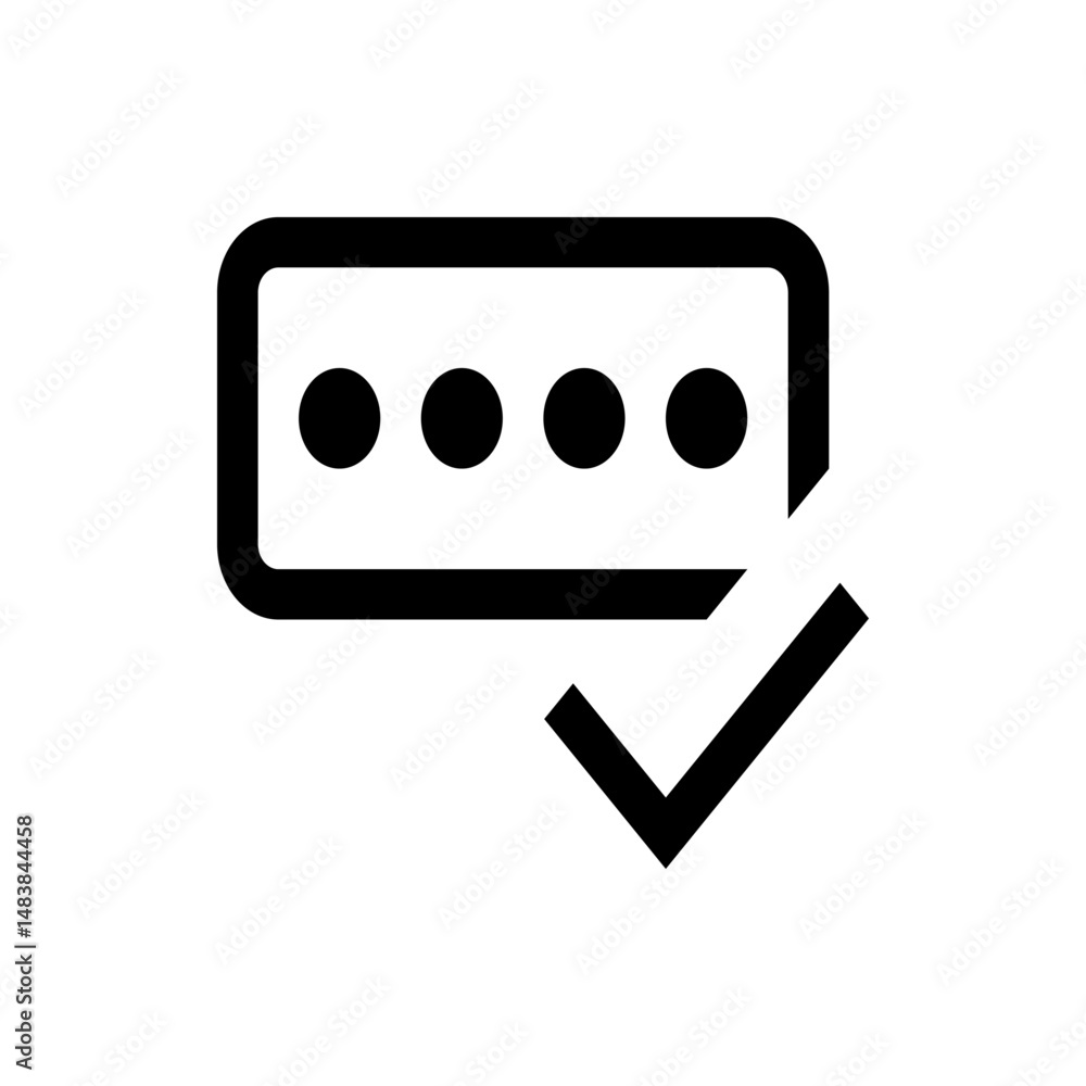 Poster password entry box with four filled circles and a checkmark indicating successful authentication pro