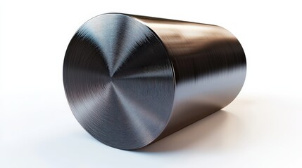 Metallic cylindrical object on a white background.