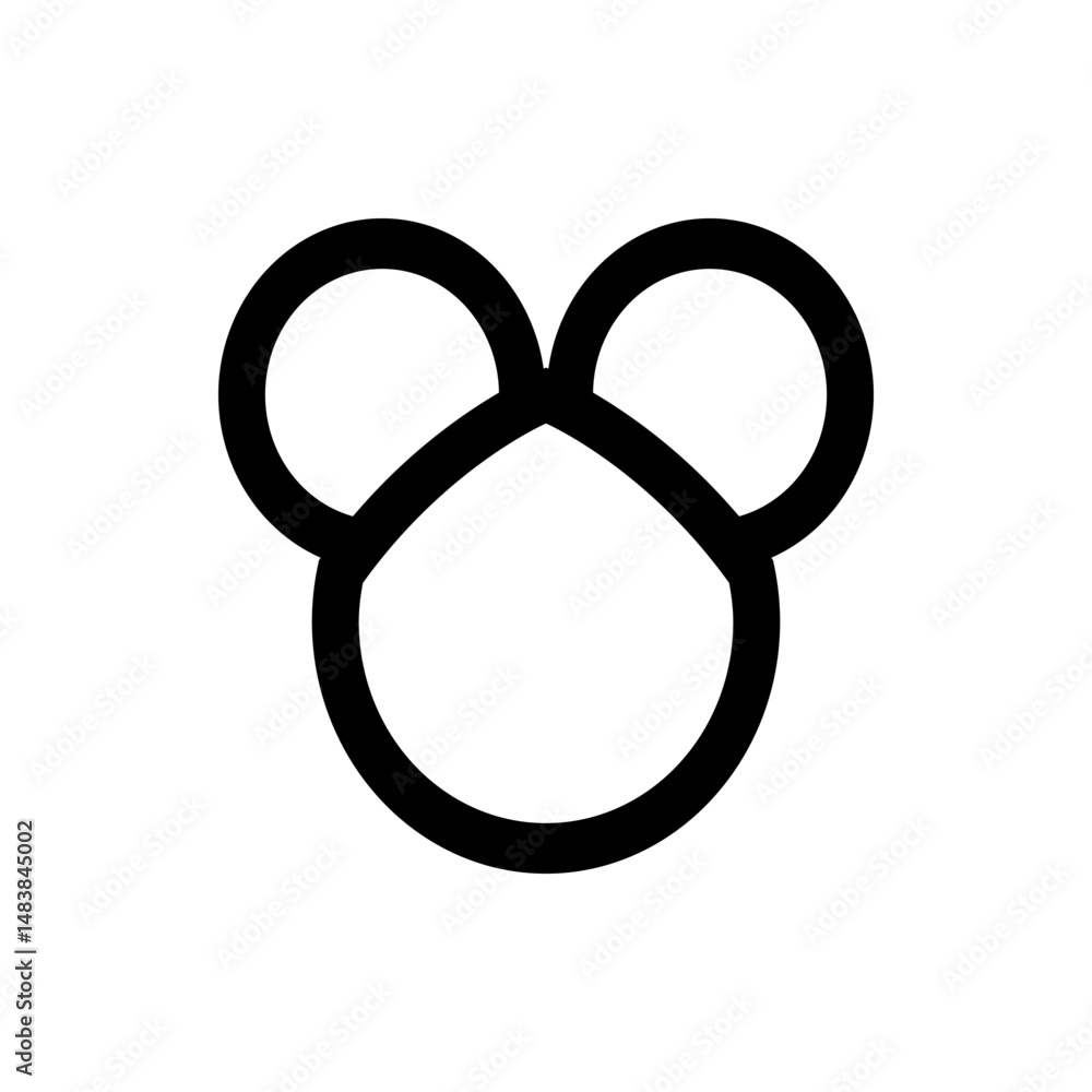 Poster stylized depiction of a mouse head with two circular ears and a larger circular face outline shape