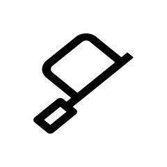 Illustration of a black hacksaw with a rectangular handle and a square frame on a white background