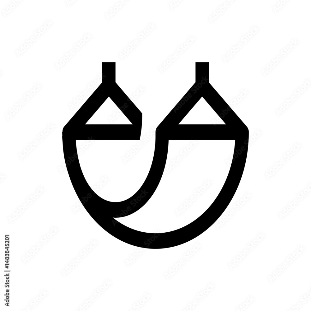 Aufkleber Illustration of a hammock with triangular supports and curved base in a minimalist black and white style