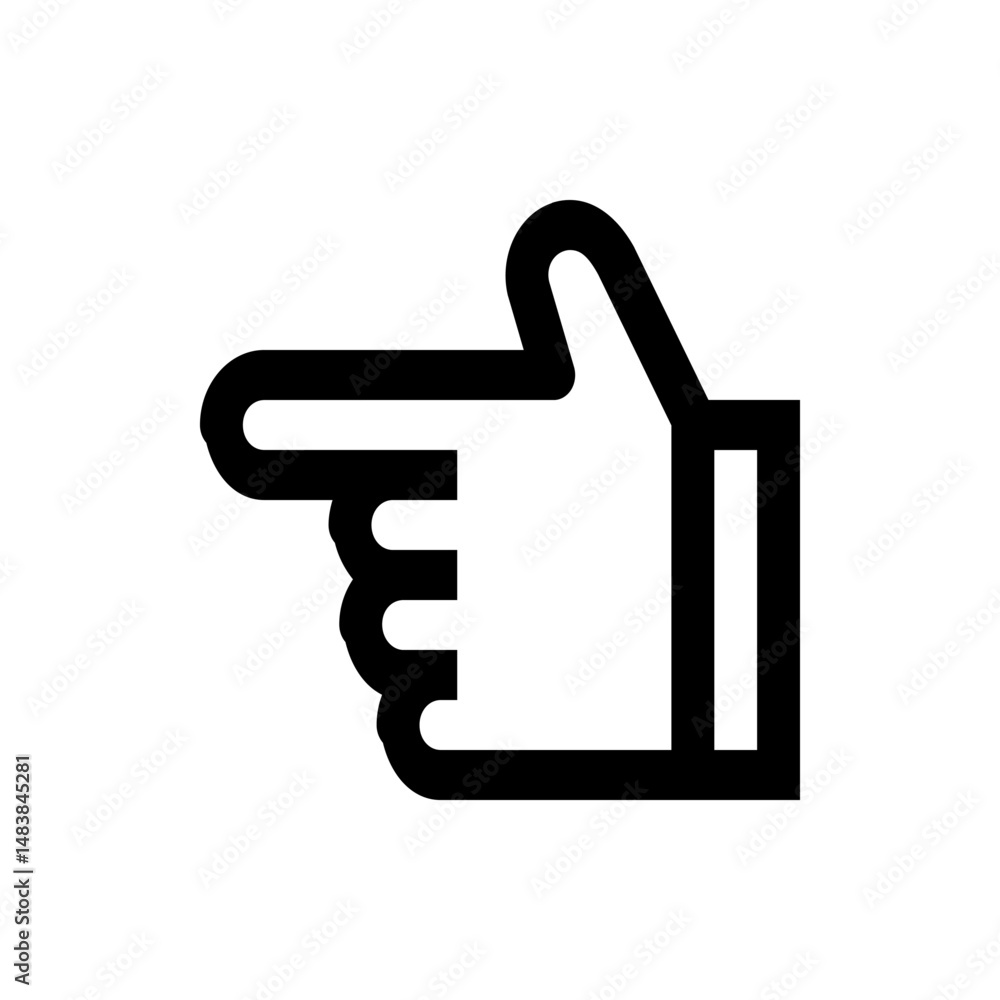 Aufkleber illustration of a hand with the index finger extended pointing to the left in a simple black outline