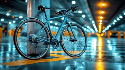 Urban bike parked in a garage