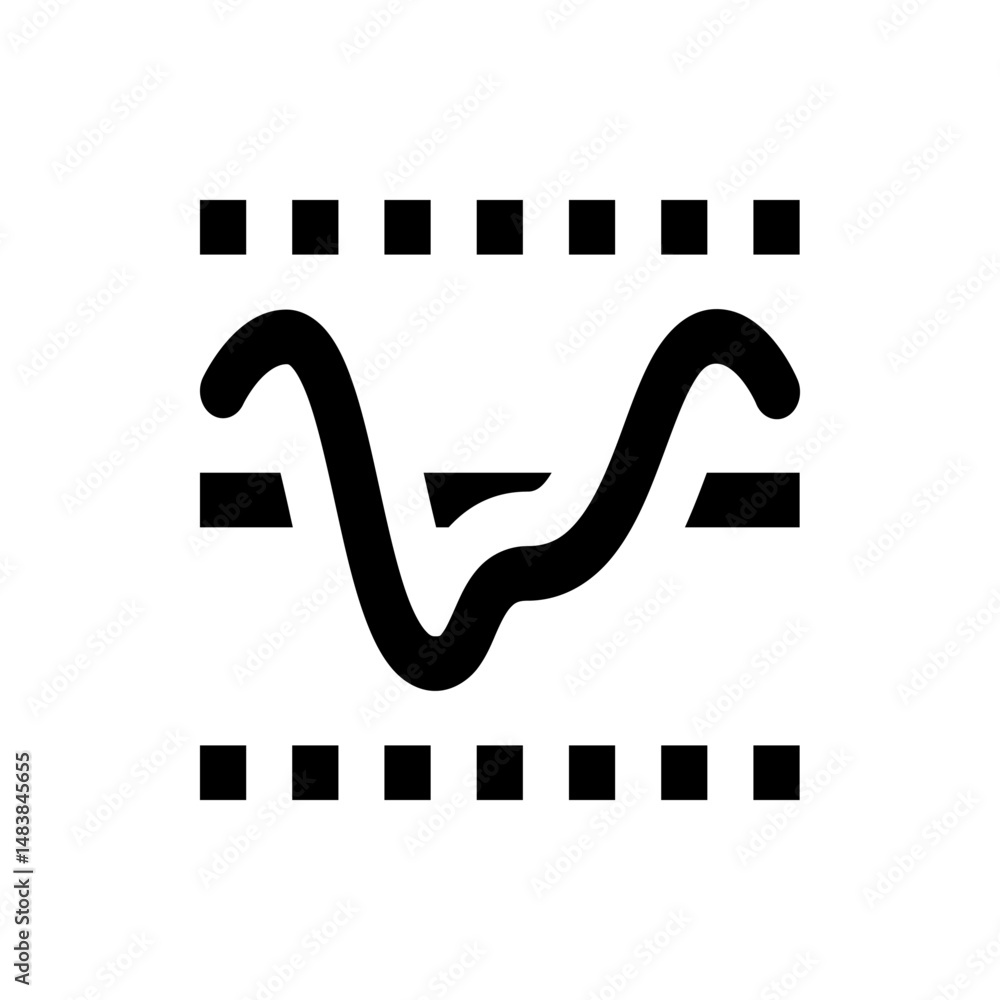 Poster wavy line between two dotted lines and one solid line creating a visual representation of a graph ic