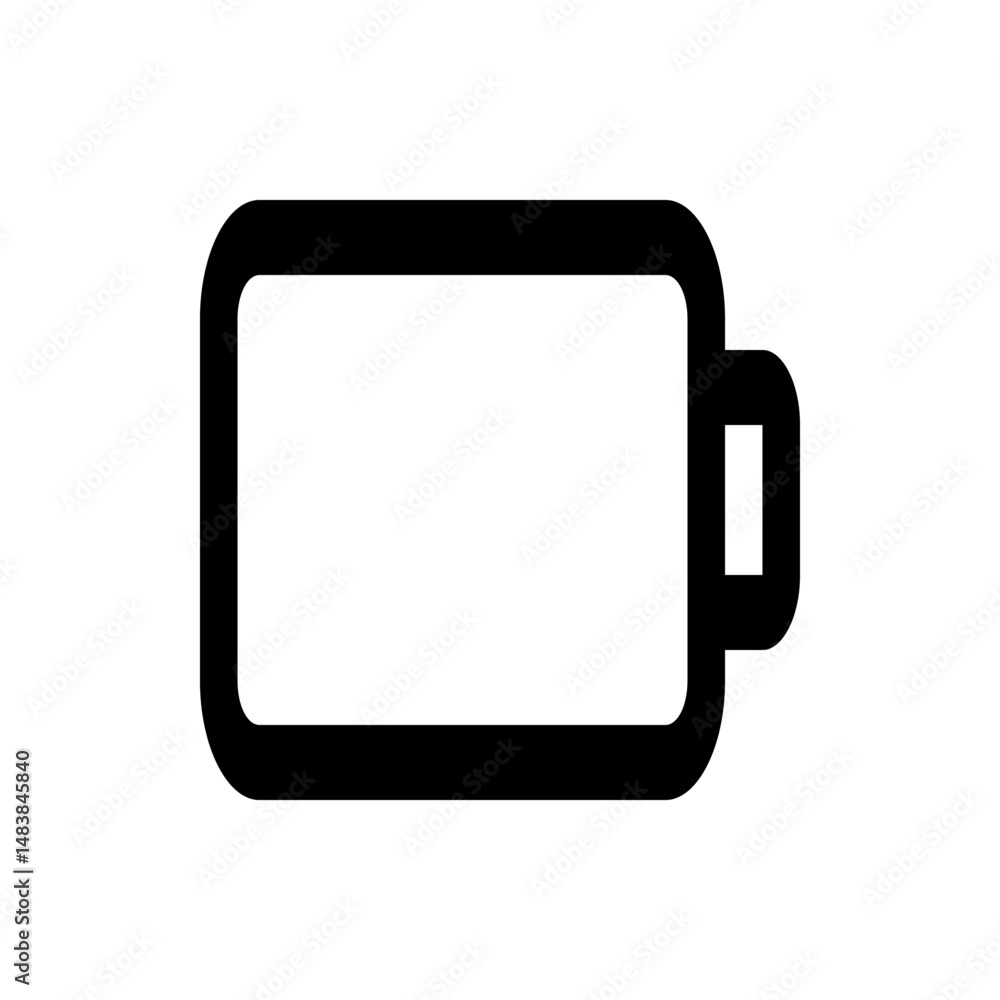 Poster illustration of a low battery icon with a rectangular shape and a small connector on the right side 