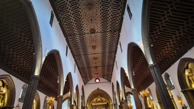 Interior of Cathedral of Our Lady of the Assumption in Funchal city, capital of Madeira Island, Portugal