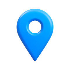 Blue matte location pin icon navigation pointer marker symbol for map on transparent background.