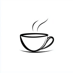 Obraz premium Black and white illustration of coffee cup simple logo