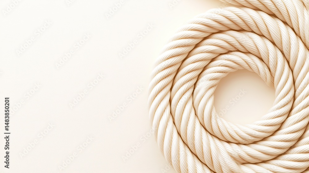 Poster cream colored rope coiled in a circular pattern