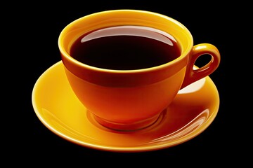 Obraz premium Bright orange coffee cup, full of dark liquid