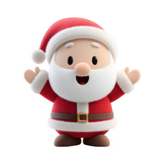 Obraz premium This features cute, cartoon Santa Claus character with joyful expression, wearing classic red suit and hat, white beard, and black belt, standing with arms raised