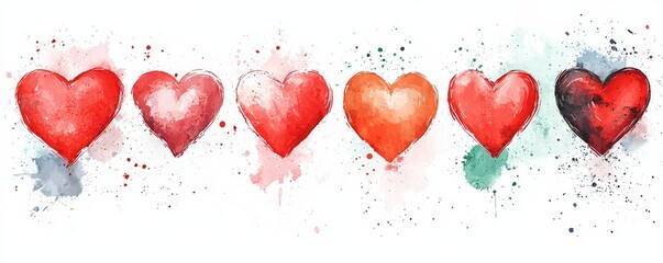 Collection of hand-drawn painted red heart, element for design. Beautiful Grunge heart on PNG free Background. Valentine's day. Beautiful, cool Splash Love illustration