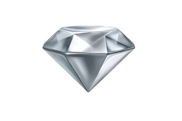 Silver diamond illustration isolated on transparent background, shiny gem