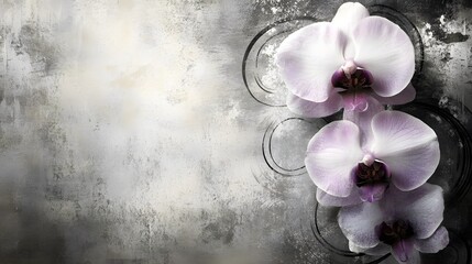 Elegant Lavender Orchids on Grunge Background Floral Art