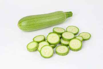 Fresh Green Zucchini Isolated on White Background