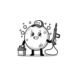 Fototapeta premium Power Wash Cute Bubble Mascot