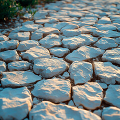 Obraz premium Close-Up of Irregular Cobblestone Texture with Varied Stone Colors
