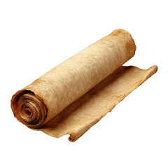 Ancient parchment scroll paper isolated on transparent background