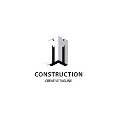 Letter M 3D logo for construction and architecture company. property logo design template for your brand