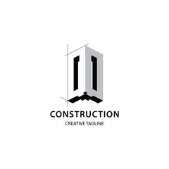 Letter Q 3D logo for construction and architecture company. property logo design template for your brand