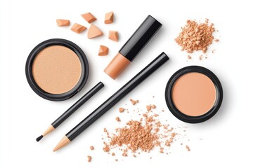 Makeup Kit Flatlay Neutral Eyeshadows and Concealers