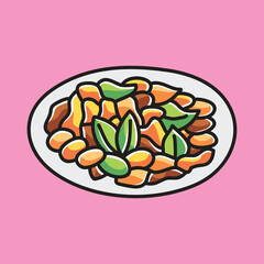 Afghan Cuisine Vector Cartoon Illustration. Food Icon Concept Isolated Premium Vector. Flat Cartoon Concept. Cute Doodle Cartoon Illustration Style. Suitable for Any Project
