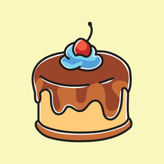 Cake Cuisine Vector Cartoon Illustration. Food Icon Concept Isolated Premium Vector. Flat Cartoon Concept. Cute Doodle Cartoon Illustration Style. Suitable for Any Project