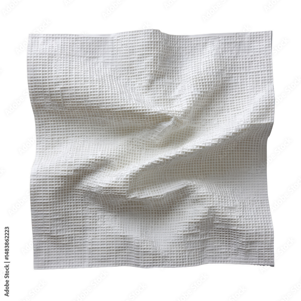 Aufkleber crumpled white textured paper towel with grid pattern creates interesting visual effect. folds and c