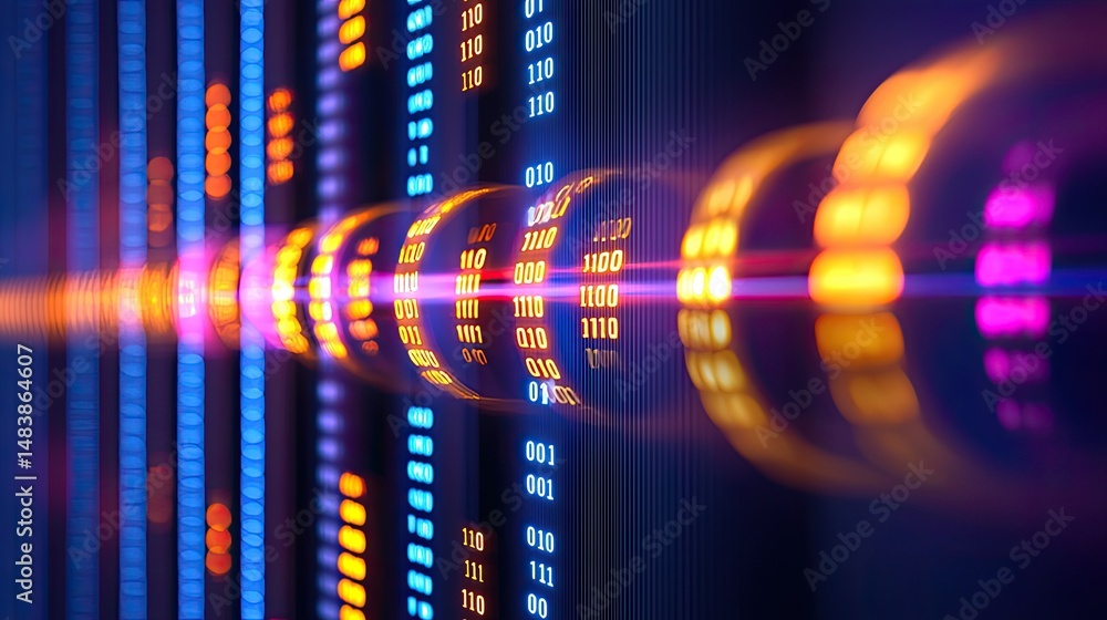 Poster Data Stream Flowing Through Digital Network Servers