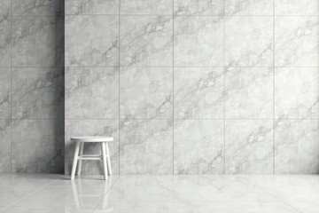 Minimalist Interior Design A Single White Stool Against a Textured Grey Wall