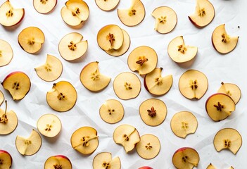 Obraz premium sliced apples on a sheet of paper