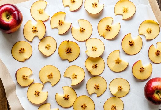 sliced apples on a white surface