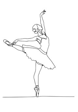 ballerina dancing single line art clip art preview