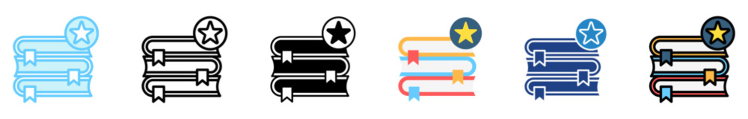 Bookmark multi style, mini illustration icon set. outline, flat, glyph, line color. vector for UI, UX, app, web, digital or print, related to international literacy days, education.