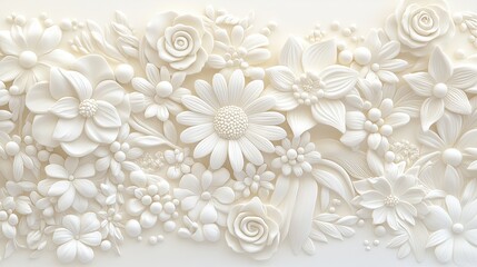White Floral Embossed Design Elegant Flower Arrangement