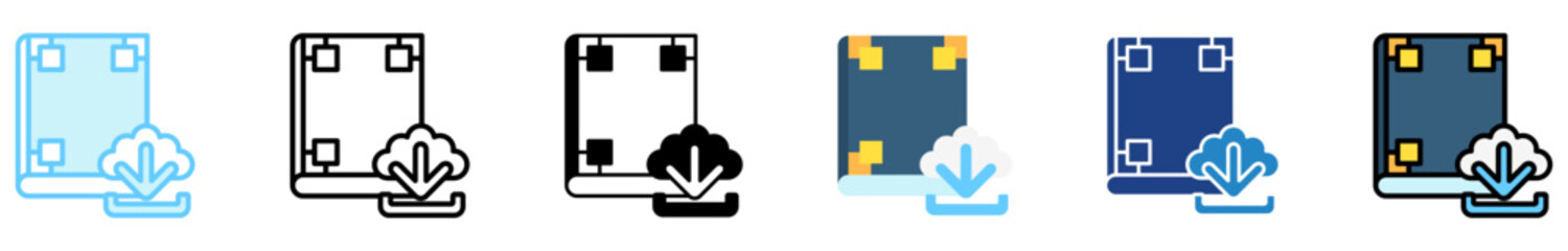 E-book multi style, mini illustration icon set. outline, flat, glyph, line color. vector for UI, UX, app, web, digital or print, related to international literacy days, education.