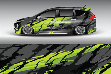 Stylish modified car with vibrant design on display (2)