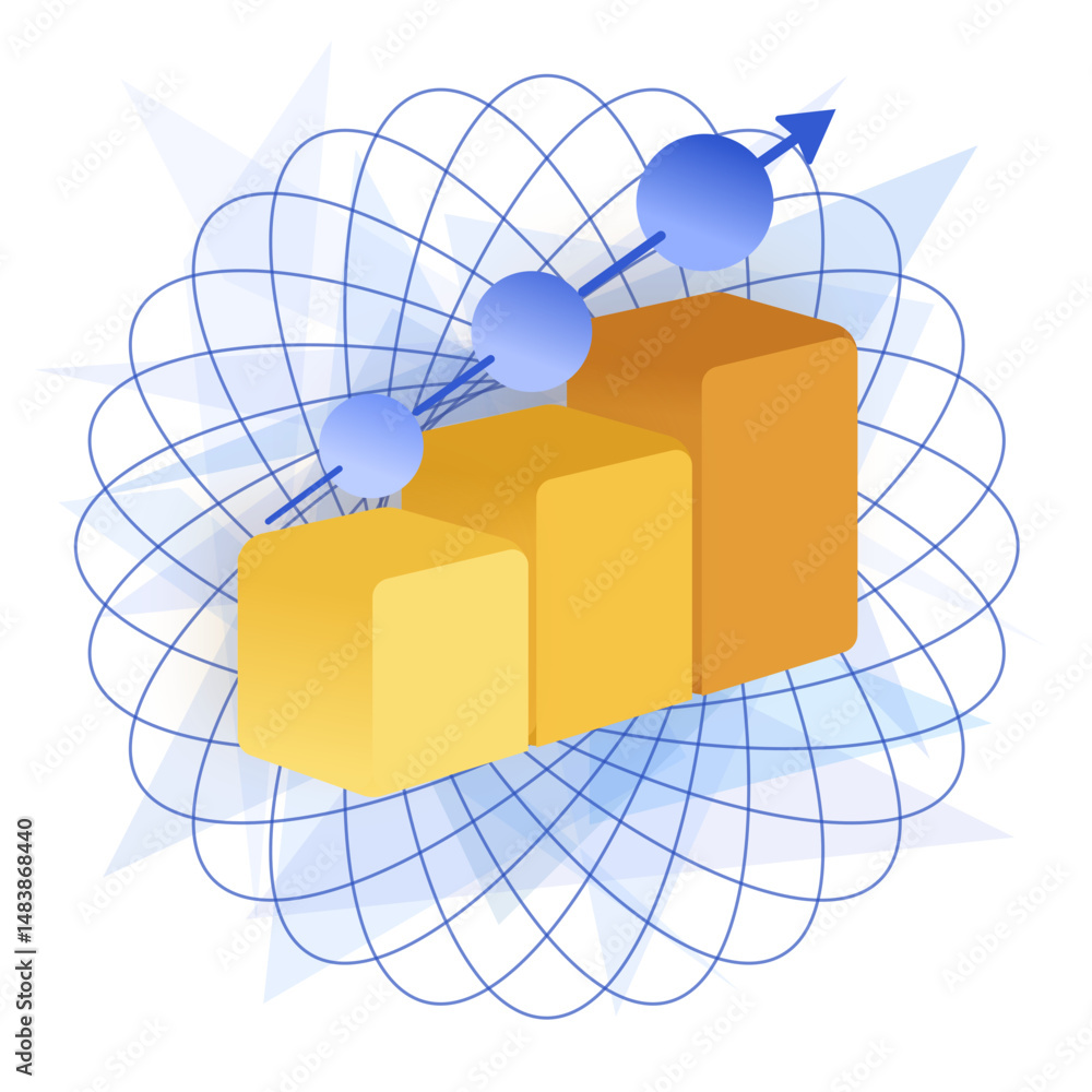 Wall mural data analytics, quantum global cloud data visualisation for business intelligence, statistics, graph