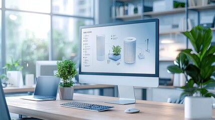 Modern Office Design Showing Indoor Vertical Garden System