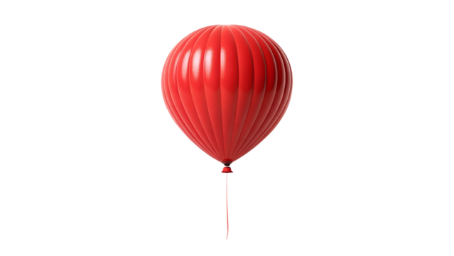 Isolated red balloon with ribbon on a black background view