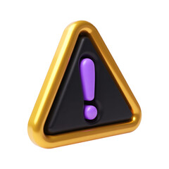Danger Alert Sign in 3D with Bright Yellow Triangle and Bold Exclamation Mark Representing Urgency