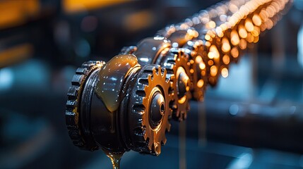 Chain and lubricant used in machinery to maintain performance, reducing friction and wear.